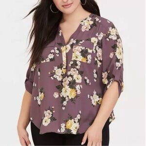 TORRID Harper Georgette pullover 3/4 sleeve blouse